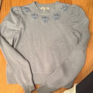 Nanette Lepore Blue Sweater with Floral Details